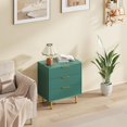 thumbnail image 2 of QinaQin Cómoda moderna de 3 cajones con frente acanalado, mueble de madera con detalles metálicos para recámara, sala o recibidor, 2 of 7