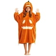 thumbnail image 4 of Wearable Blanket Hoodie for Boys Girls, Soft Pumpkin Hooded Blanket for Halloween Home Lounge Pumpkin Suit, 4 of 9