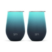 Simple Modern 12oz Spirit Wine Glasses 2 Pack Bundle - Stainless Steel Tumbler with Lids - Vacuum Insulated 18/8 Stainless Steel - Ombre: Bermuda Deep