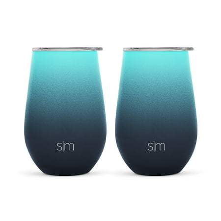 Simple Modern 12oz Spirit Wine Glasses 2 Pack Bundle - Stainless Steel Tumbler with Lids - Vacuum Insulated 18/8 Stainless Steel - Ombre: Bermuda Deep