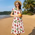 thumbnail image 4 of Daiia Strawberries And Leaf Print Women's Dresses 2025 Trendy Short sleeve Dresses Casual Baggy Flowy Maxi Sun Dresses, 4 of 6