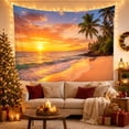 thumbnail image 3 of Tropical Beach Sunset with Palm Trees Serene Coastal for Beach Lovers Coastal Wall Art Housewarming Gift Tapestry Wall Hanging for Bedroom and Living Room, 3 of 7