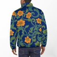 thumbnail image 3 of Orange Flowers Blue Background Floral Pattern Men's Stand Collar Sweater Long Sleeve Clothing Loose Fit Sports Sweater, 3 of 8