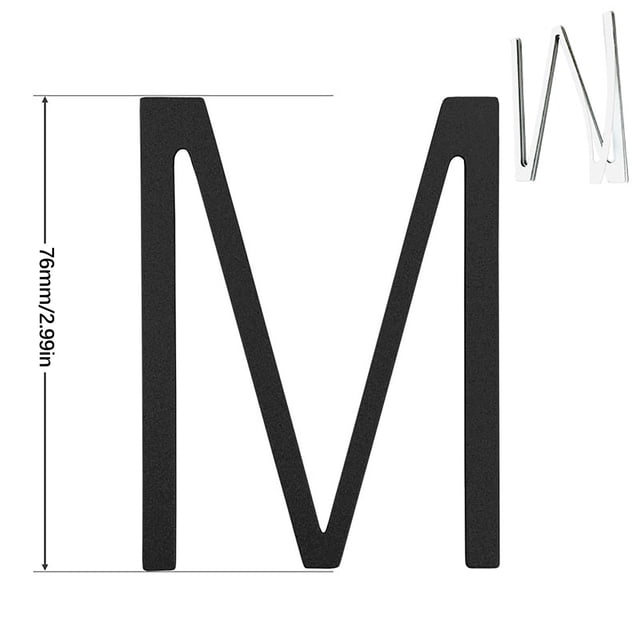 yulier 3" Black Address House Letter for Outside, Easy to Install 3D Modern Weather Proof Non-Rust Address Letter for Exterior House Address, Garage Gate, Street, Farmhouse Letter M