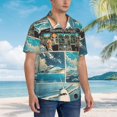 thumbnail image 3 of Fuzoiu Comic Airplane Cockpit Illustration Print Hawaiian Shirt for Men, Summer Beach Casual Short Sleeve Button Down Shirts, Men’s Beach Summer Shirts with Pocket,Small, 3 of 7