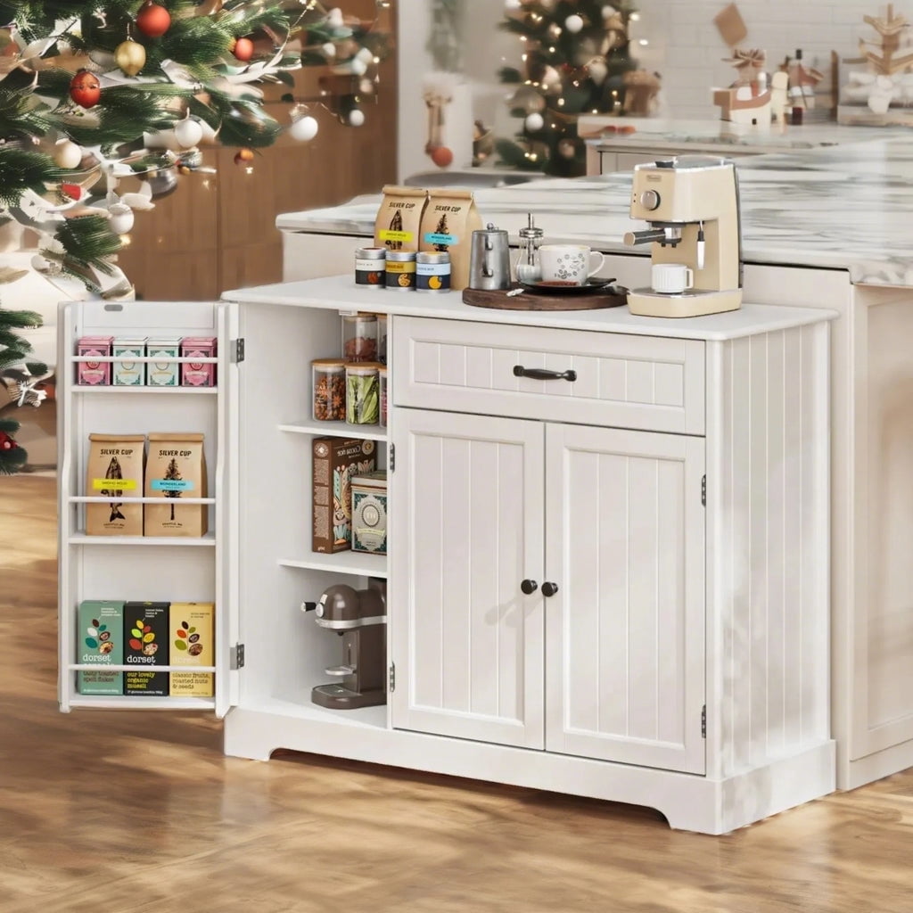 Aiho Kitchen Pantry Cabinet with Doors and Shelves, Coffee Bar Cabinet with Storage, Sideboard Buffet Cabinet for Kitchen, Dining Room, Living Room - White
