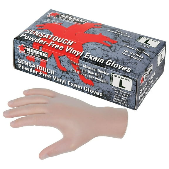 MCR Safety 5010L 5 mil Disposable Medical-Grade Vinyl Gloves - Large, White (100/Box)