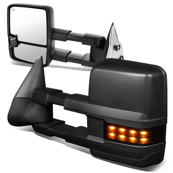 DNA Motoring TWM-030-T888-BK-SM For 1999 to 2002 Chevy Silverado / GMC Sierra / Tahoe / Yukon GMT800 Pair Powered Heated LED Turn Signal Towing Mirror 99 00 01 02
