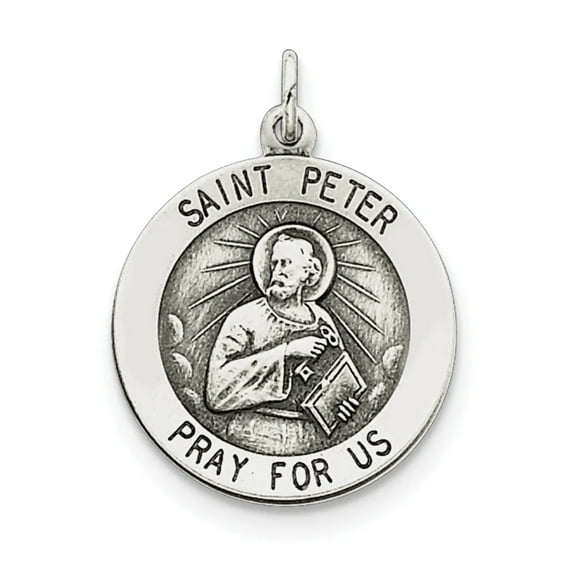 FJC Finejewelers Sterling Silver Antiqued Saint Peter Medal Pendant Necklace - Chain Included