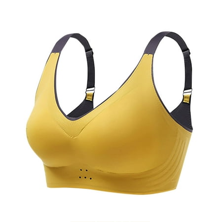 Mrasaso Fall Savings! Women Beach Fashion Women Nylon Bra Fashion Women s Large Size Solid Color Hollow Out Wireless BraSoft Support for Comfortable Fit(1pc Underwear) Yellow|4XL