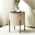 thumbnail image 2 of Hearth & Harbor Ottoman with Storage, Foot Stool Storage Ottoman Round Boucle, Beige, 2 of 8