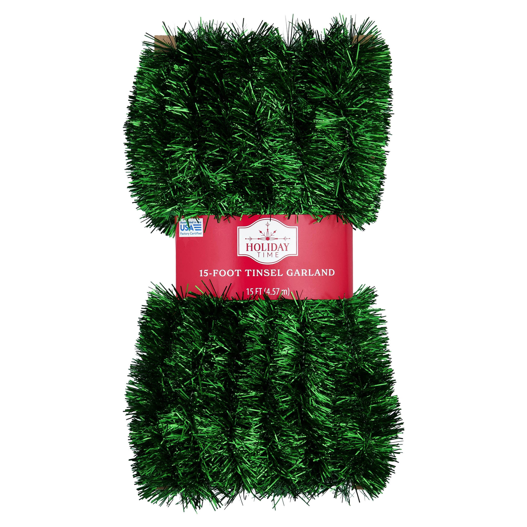 Tinsel Christmas Garland, Green, 15', by Holiday Time