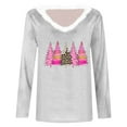 thumbnail image 4 of Christmas Long Sleeve Shirts for Women Aloohaidyvio Womens Long Sleeve Furry Trim V Neck Basic Tee Fall Christmas Tops, 4 of 4
