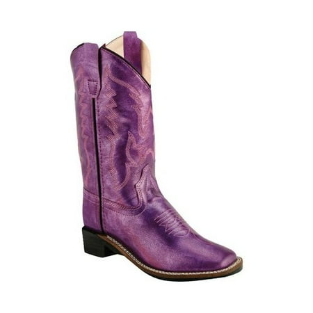 

Old West Children All Over Leatherette Material Broad Square Toe Boots