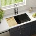 thumbnail image 3 of 33 in. Single Bowl Granite Composite Undermount Kitchen Sink in Black with Grid and Strainer, 3 of 12