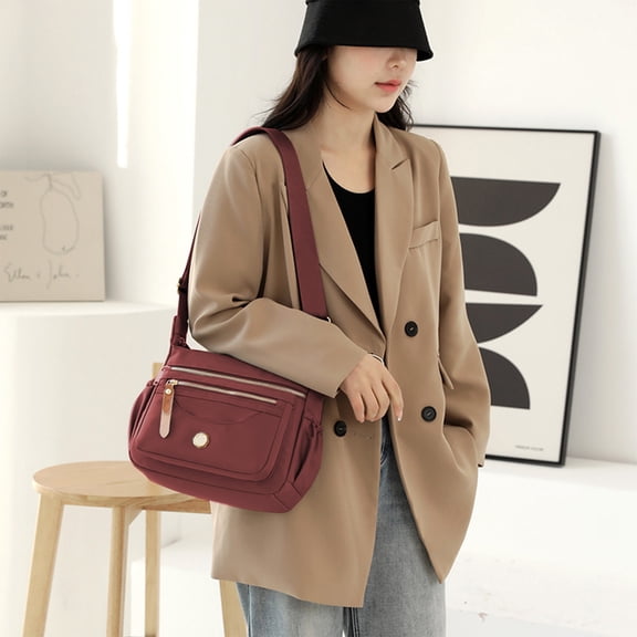 Multi-Layer Shoulder Bag for Men and Women, Waterproof Nylon Crossbody Backpack for Work, Casual Outings, and Travel, Spacious with Organized Pockets and Durable Design