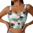 thumbnail image 2 of Picia Tropical Summer Palm Sports Bra for Women,Padded Strappy Sports Bras Medium Support Yoga Bra with Removable Cups,Running Yoga Bra-, 2 of 9