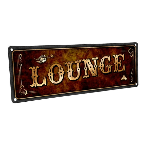 Lounge 4"x12" Metal Sign, Wall Décor for Home and Office