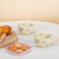 thumbnail image 4 of Koythin Cute Flower Ceramic Coffee Mug 8.5 oz  for Latte Tea Milk ( Blue Flower，2PCS), 4 of 6