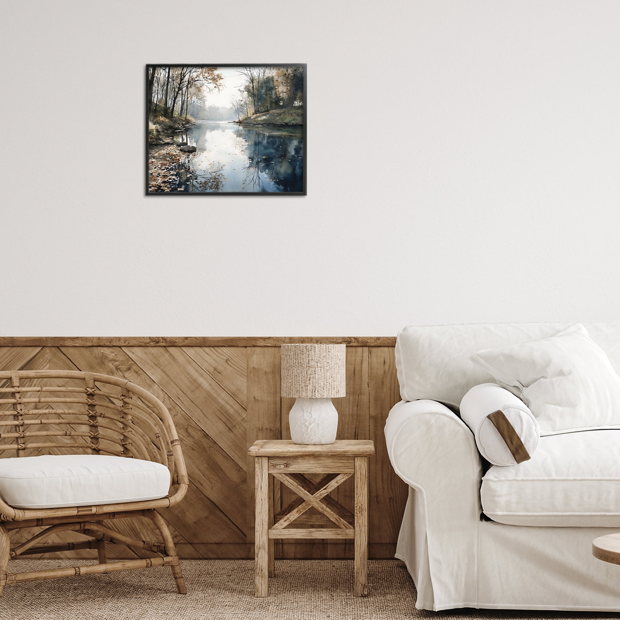 Stupell Industries Fall Lake Reflection Black Framed Giclee Art, design by Franklyn Gregory