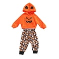 thumbnail image 1 of FOCUSNORM Enfants Smiley Haut à Capuche et Pantalon Long Imprimé Fantôme Citrouille, 1 of 8