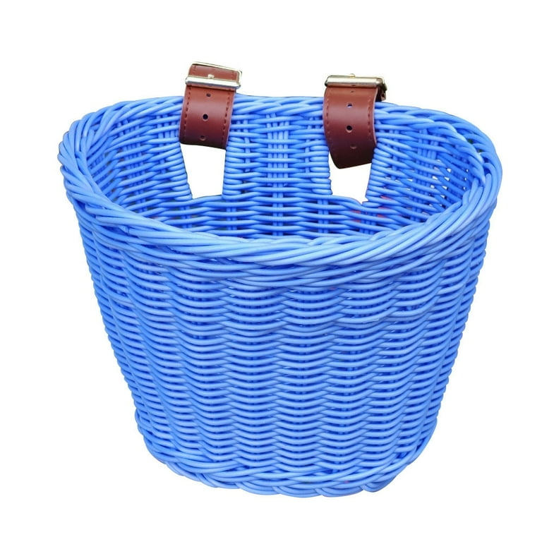 Childrens Wicker Bicycle Basket Kids Front Handlebar Bike BasketWater Resistant Handmade Woven Rattan Bike Basket