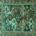 thumbnail image 1 of Ahgly Company Machine Washable Indoor Square Persian Turquoise Blue Traditional Area Rugs, 4' Square, 1 of 4