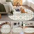 thumbnail image 6 of Bohemia Pattern Round Area&nbsp;Rug 4ft Blue Retro Boho Ethnic Farmhouse Floral Non-Slip&nbsp;Washable Circle Rugs Soft Felt Indoor Floor Mat for Bedroom Kitchen Living Room Bathroom, 6 of 9
