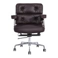 thumbnail image 4 of Luxurious Genuine Leather Swivel Office Chair, Mid Back Executive Desk Chair with Upholstered Armrest and 5 Wheels, Ergonomic Rolling Leather Computer Chair with Lumbar Support for Home Office, 4 of 9