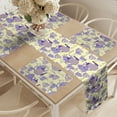 thumbnail image 2 of Ambesonne Tea Party Table Runner & Placemats, Striped Teapots Cups, Placemat 4 pcs + Runner 16"x90", Pale Yellow Lavender, 2 of 2