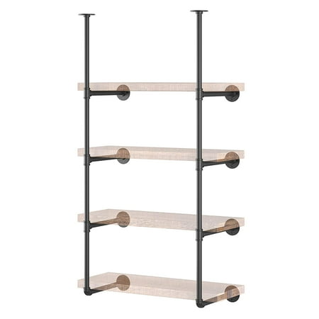 

Yuanshikj 2Pc (56 tall 12 deep 3/4 ) Industrial Wall Mount iron Pipe Shelf Shelves Shelving Bracket