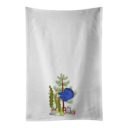 

Delta Tail Betta Fish Merry Christmas White Kitchen Towel Set of 2 19 in x 28 in