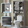 thumbnail image 4 of Lacoo Over The Toilet Storage Cabinet with Barn Doors, Farmhouse Style Space Saver for Over Toilet Storage with Toilet Paper Holder, for Bathroom, Restroom, Gray, 4 of 8