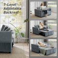 thumbnail image 3 of 3-in-1 Convertible Sofa Bed, Dark Grey Holland Velvet Sleeper Sofa with USB Charging Ports, 7-Level Adjustable Backrest & Side Pockets, Modern Small Space Solution for Living Room, 3 of 7