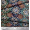 thumbnail image 1 of Soimoi Japan Crepe Satin Fabric Floral & Mandala Kaleidoscope Printed Fabric 1 Yard 42 Inch Wide, 1 of 1
