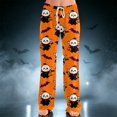 thumbnail image 2 of IYYVV Halloween Pajama Pants for Women Stretch Drawstring Lounge Pants Casual Pumpkin Printed Wide Leg Pjs Bottoms Orange S, 2 of 5
