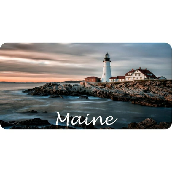 Maine Lighthouse Scene Photo License Plate
