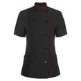 thumbnail image 3 of Hansber Women Short Sleeve Chef Jacket Professional Chef Coat Work Uniform for Hotel Cooking Kitchen Black XXL, 3 of 5