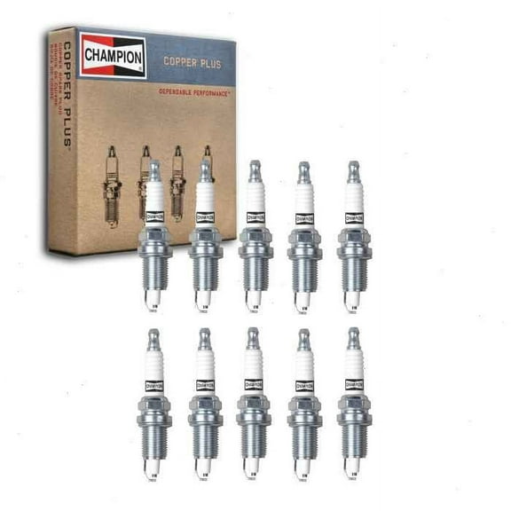 10 pc Champion Copper Plus Spark Plugs compatible with Dodge Ram 1500 8.3L V10 2004-2006