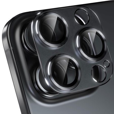 for iPhone 13 Pro Max Camera Lens Protector, [Drop Protection] 9H Tempered Glass Camera Cover Screen Metal Ring Case Friendly Scratch Resistant Easy to Install For iPhone 13 Pro Max,Black