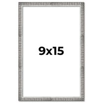 9x15 Frame Silver Grey Distressed Solid Wood Picture Frame | 0.75 Inch Moulding Width | Interior