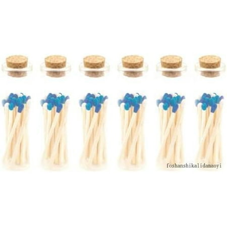 

Sky Blend Tip Decorative Matches | 120 Small Premium Wooden Safety Matches | 6 Jars Of 20 Matches Each With Striker On Bottom | Home Decor