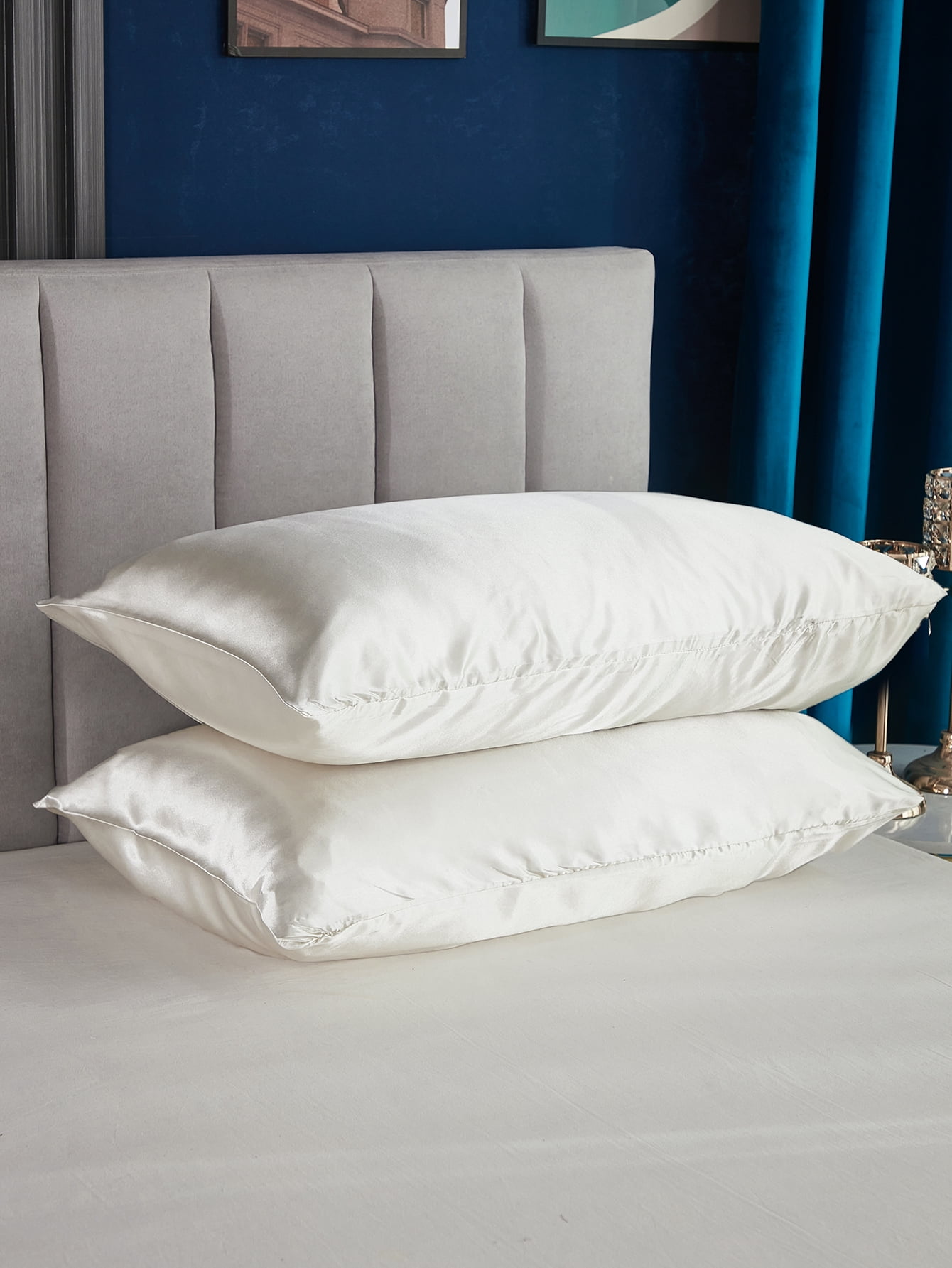 Move Over Taupe Satin Pillowcases King, Silk like Satin Pillow Cover Set of 2, Silky Microfiber Solid Pattern, 2 Pack