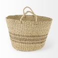 thumbnail image 2 of Mercana Vance Light Brown Palm Leaf And Seagrass Round Basket W/ Handles, 2 of 5