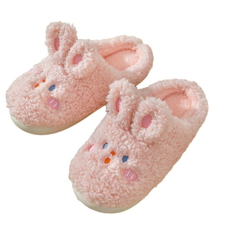 

FLMEI Womens Fleece Slippers for Mens Slip-On Cotton Slippers for Indoor Outdoor Fall Winter Plush Cartoon Home Shoes
