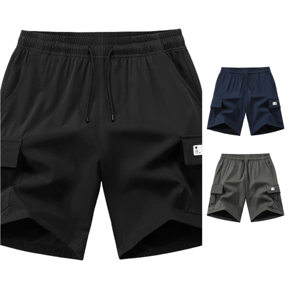 TinyBloomm Kids Boys Elastic Waistband Cargo Shorts Running Shorts Pull On Jogger Quick Drying Stretch Sports Shorts With Pockets, Size 7-8 Years