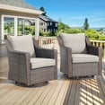 thumbnail image 5 of Gymojoy 5-Piece Wicker Patio Furniture Set with 2 Swivel Chairs,3-Seat Sofa and 2 Ottoman, Outdoor Sectional Conversation Sofa Set, Beige, 5 of 11