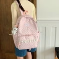 thumbnail image 3 of Polka Dot Backpack with Cute Lace Trim, Large Capacity Multi-Pockets Backpack with Pendant for Shopping Outdoor (Pink), 3 of 10