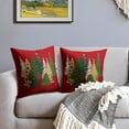 thumbnail image 3 of Red Christmas Pillow Covers 18x18 Set of 2 Xmas Tree Print Decorative Throw Pillows Outdoor Farmhouse Winter Holiday Decoration Pillowcases Cushion Case Decor for Home Sofa Couch Bed, 3 of 6