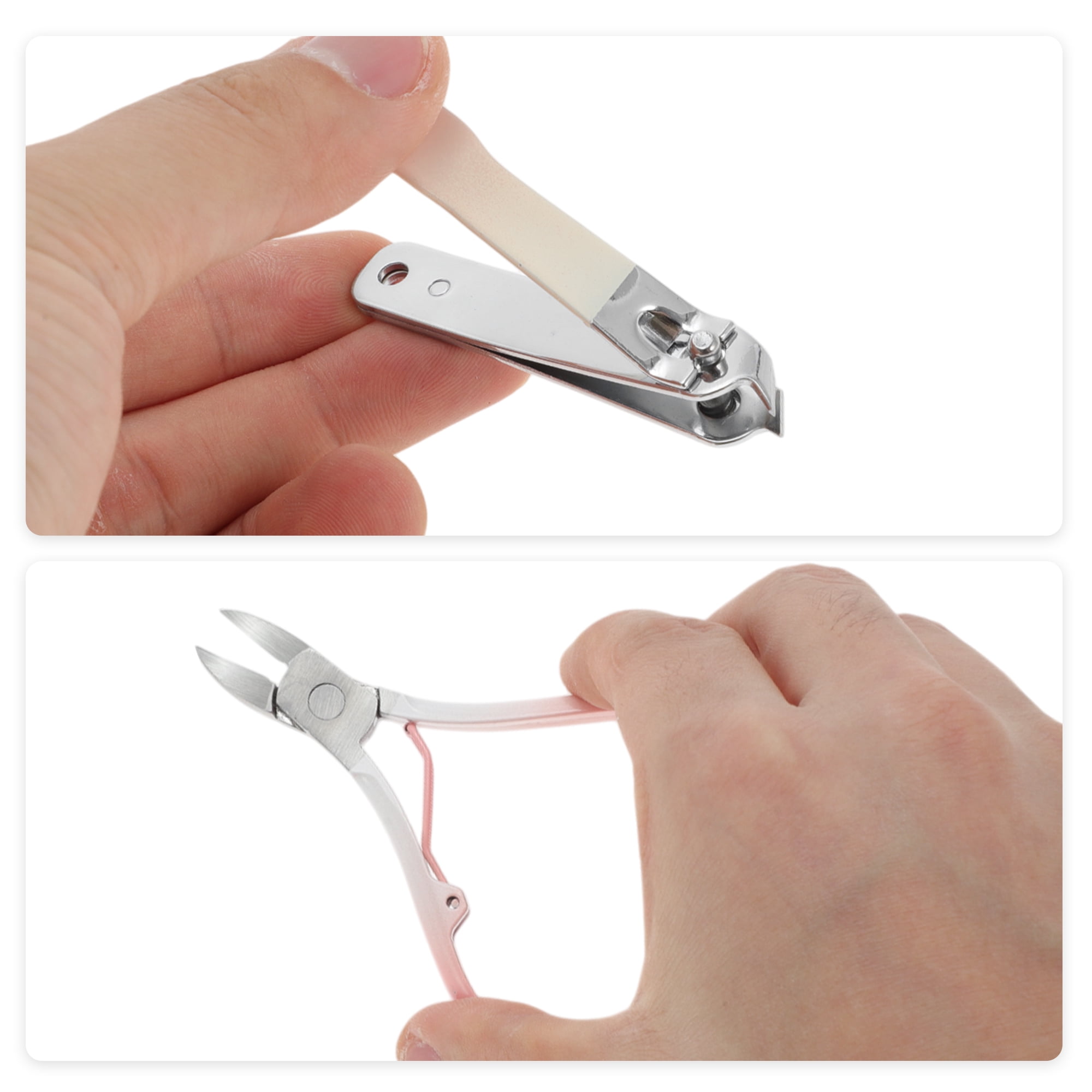 Unique Bargains 2pcs Gradual Slanted Nail Clippers Set Pink Small